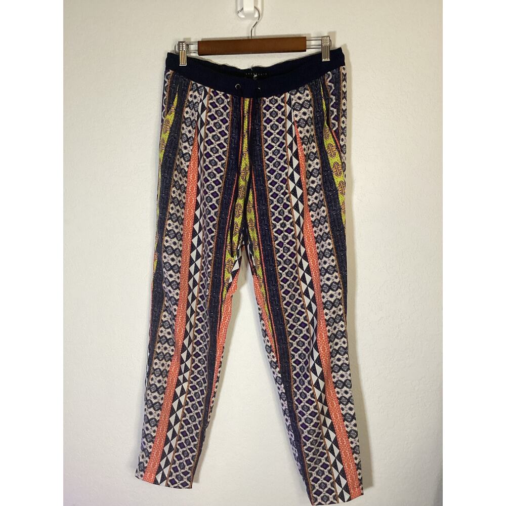 New Sanctuary Pants Womens Size M Baggy BOHO, Drawstring, Geometric Multicolored